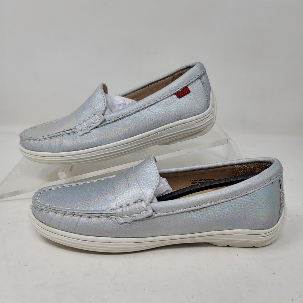 MARC JOSEPH NEW YORK Unisex Boys/Girls Leather Loafers Silver White Size 11.5 M - Picture 3 of 11